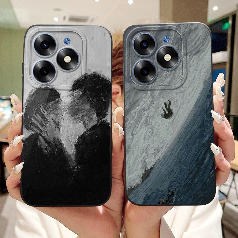 For Tecno Spark Go 2024 Case Tecno Spark 20c 20 Pop 8 Funda Aesthetic Cartoon Panda Rabbit Camera Protection Matte Soft Cover