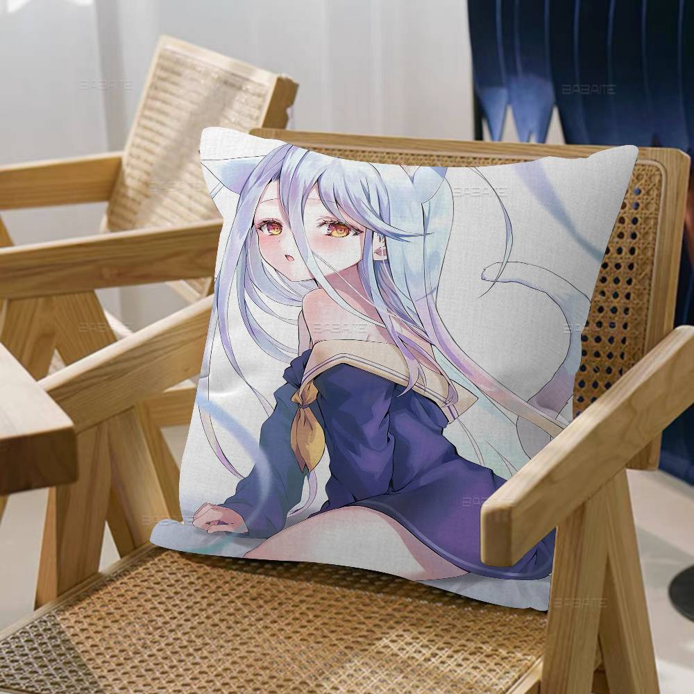 

Hot Anime NO GAME NO LIFE ZERO Shiro Personalized picture text home decorative pillows Household Gifts 45x45cm 12x12Inch