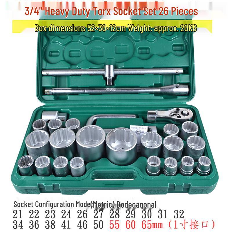 Rongyu 3/4  Drive 26-Piece Heavy-Duty Air Wrench Socket Set