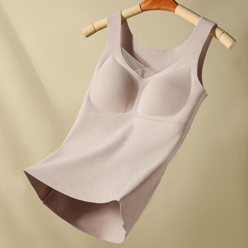Women's Seamless Thermal Mesh Vest with Built-in Bra