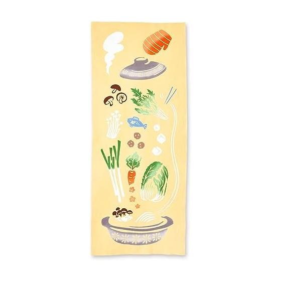 Miyamoto Kenema Tenugui Hand Towel, "Nabe no Junbi" (Preparing Hot Pot), Approx. 35x90cm, 100% Cotton, Made in Japan