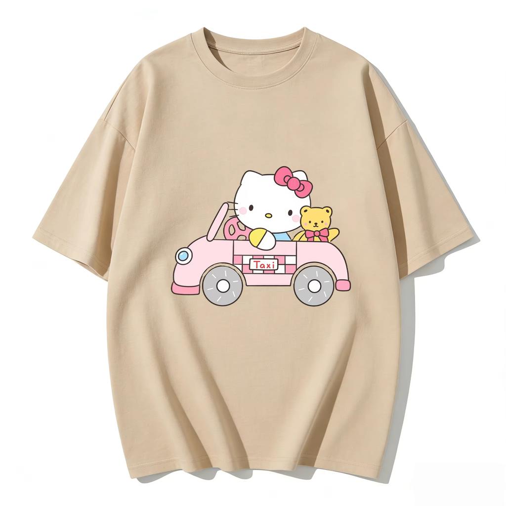 2026 new Summer HelloKitty Cute Graphic Tee Casual Short Sleeve Cotton Top for Women Girls Kawaii Cartoon Print Streetwear