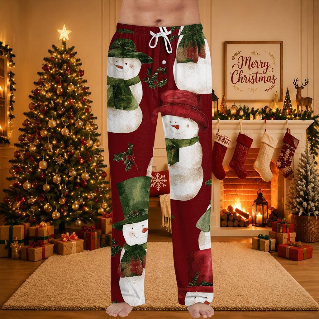 Men's Christmas Print Pajama Pants for and Sleep