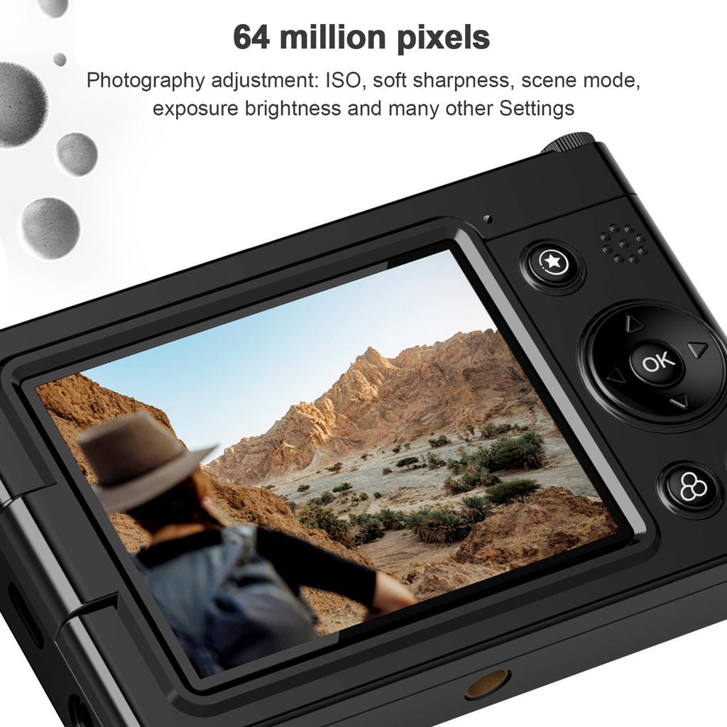 Portable 4K CCD Digital Camera WiFi Digital Video Camera 64MP 2.83 Inch Screen Manual/Auto   28X Digital Zoom Built In Flash 80 Filter Effects Bir