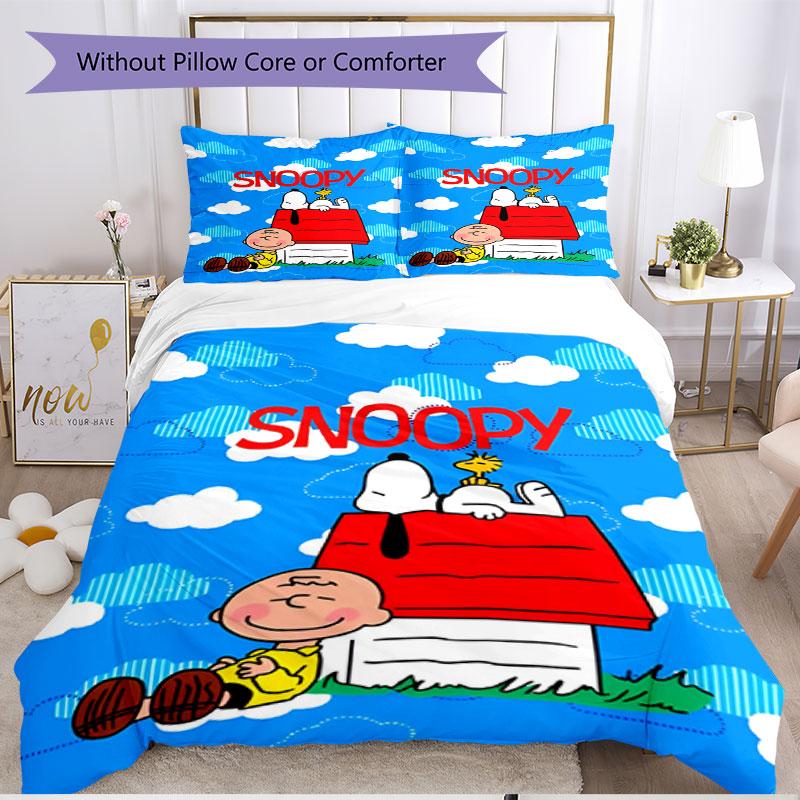 3pcs Duvet Cover Set (1*Duvet Cover + 2*Pillowcase, Without Core), Snoopy Print Soft All‑Season Bedding Set, Home Bedroom Decor Gift