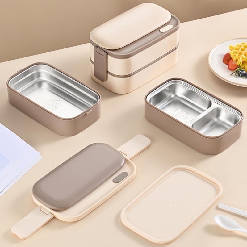 Bento Boxes Double Layer Student Food Storage Container Keep Warm Sealing Boxes 304 Stainless Steel Lunch Box for Office