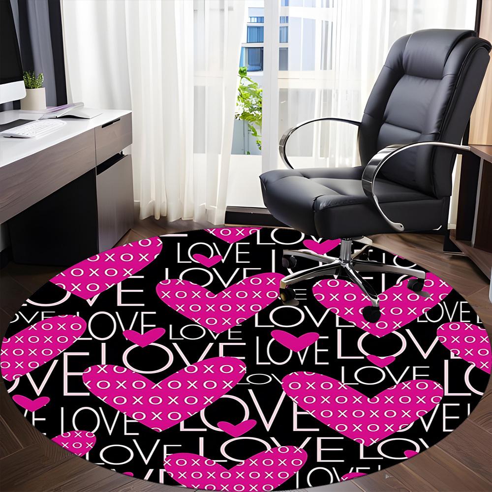 1pc Love Hearts Pattern Chair Carpet for Office, Non-slip, Soft and Durable Office Rug, Perfect for Office Yy251227155