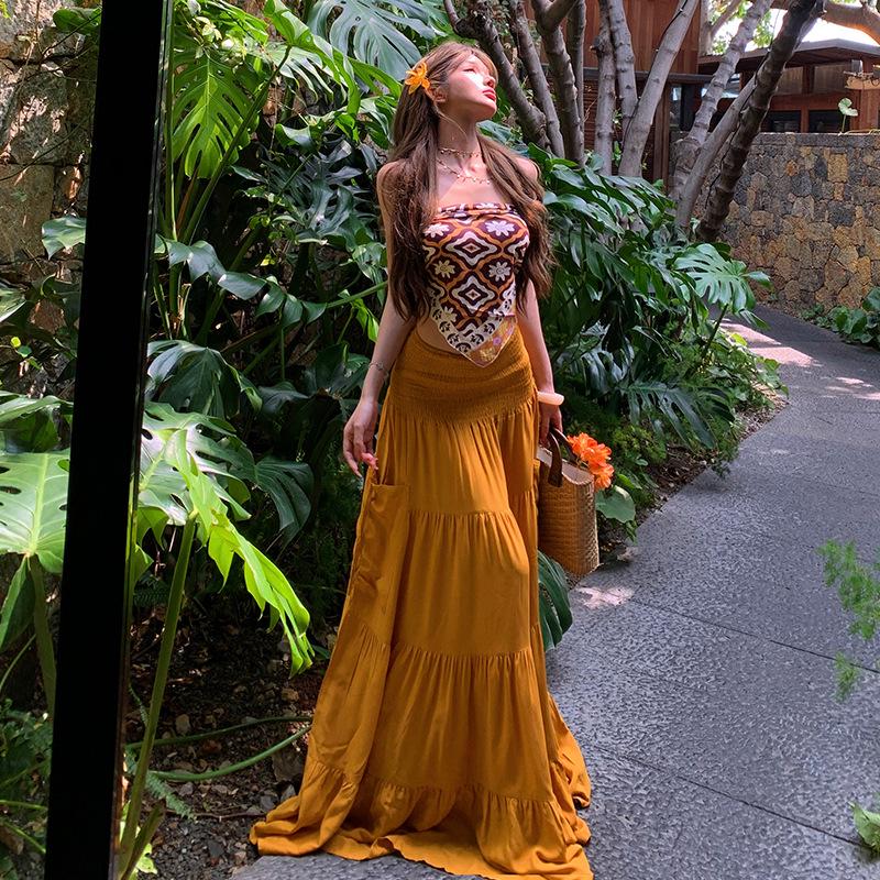 Ethnic Summer 2026 Beach Dress - Slimming Fairy Skirt for Sanya Travel