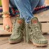 Foreign Trade Large Size Fringed Western Denim Style Medium Tube High-top Women's Boots Autumn and Winter New Flat Bottom Round Head Women's Shoes