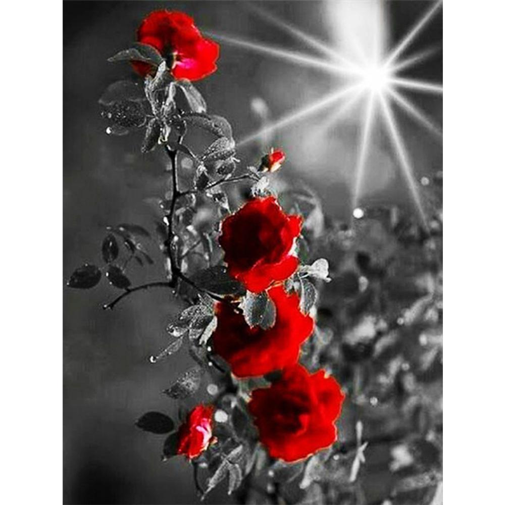 Diamond Painting Flower Rose Full Drill 5D Home Decor Diamond Embroidery Black Red Mosaic Wall Stickers