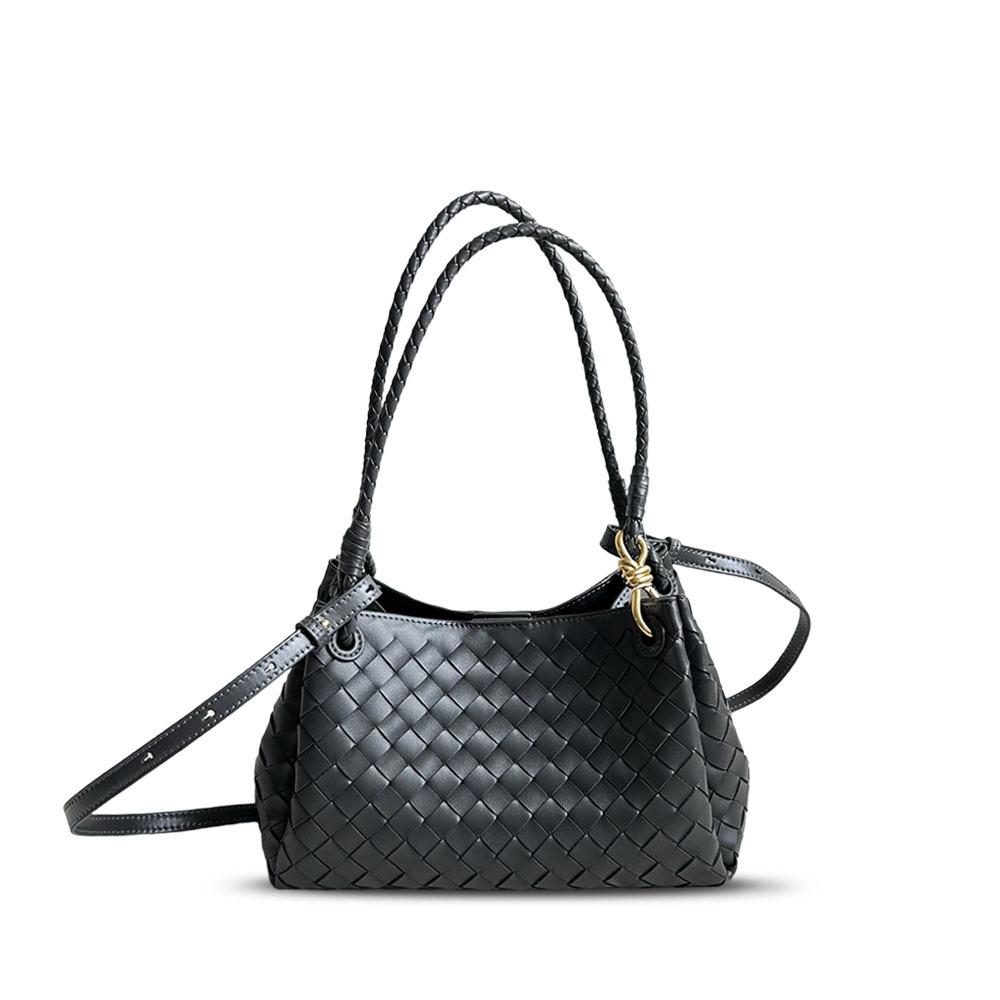 Nuova borsa a secchiello media in pelle di paracadute intrecciata portatile popolare transfrontaliera da sotto l'ascella alla moda borsa a tracolla messenger da donna