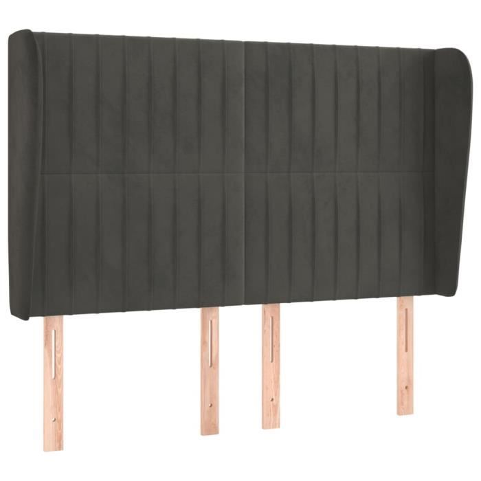VidaXL Headboard with Ears Dark Grey 147x23x118-128 Cm Velvet3118243