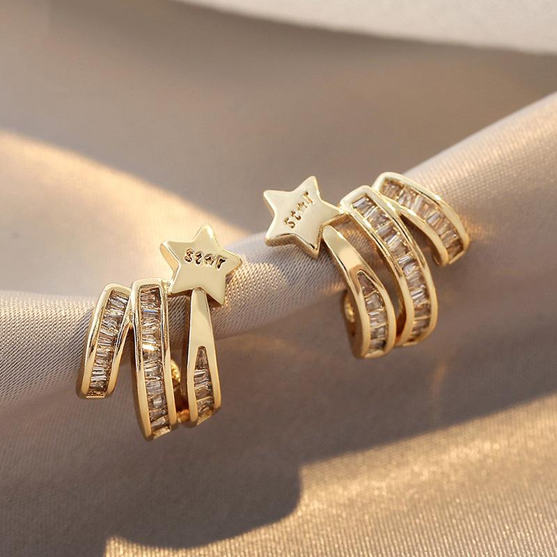 Female Niche Cold Style Light Luxury Pentagram Earrings