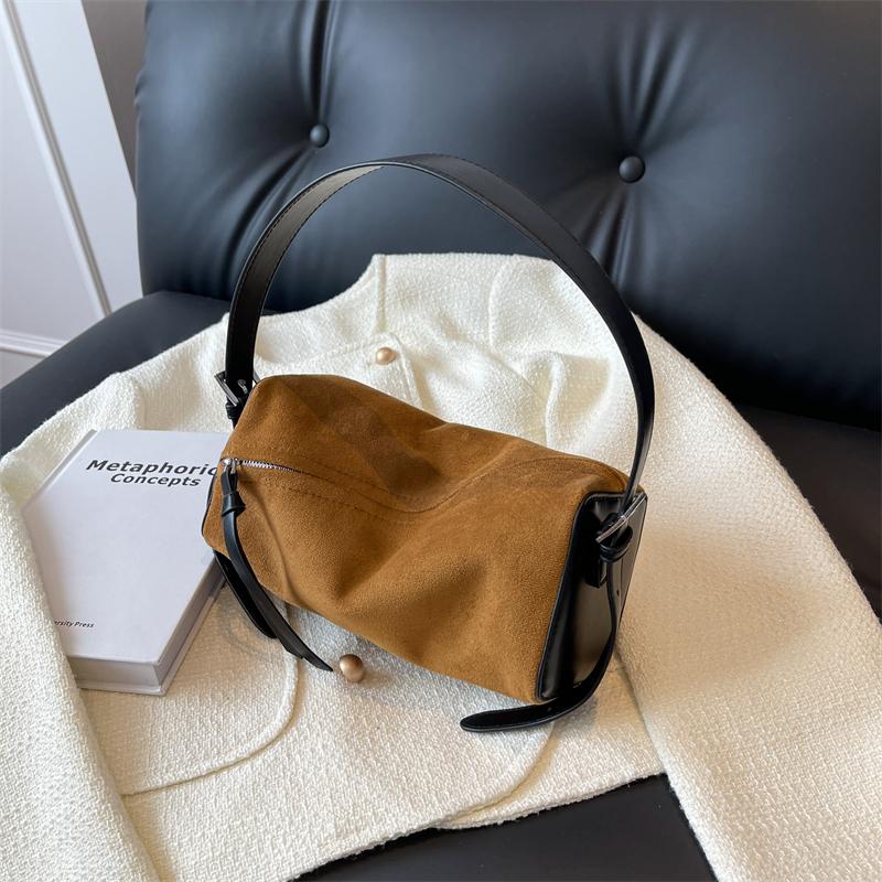 Autumn Winter Vintage Suede Crossbody Bag for Women Luxury Designer Single Shoulder Underarm Bags Versatile Handbags