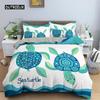 Exotic Sea Turtle Duvet Cover Microfiber Marine Life Geometric Comforter Cover 3D Ocean Theme Bedding Set Double Twin King Size