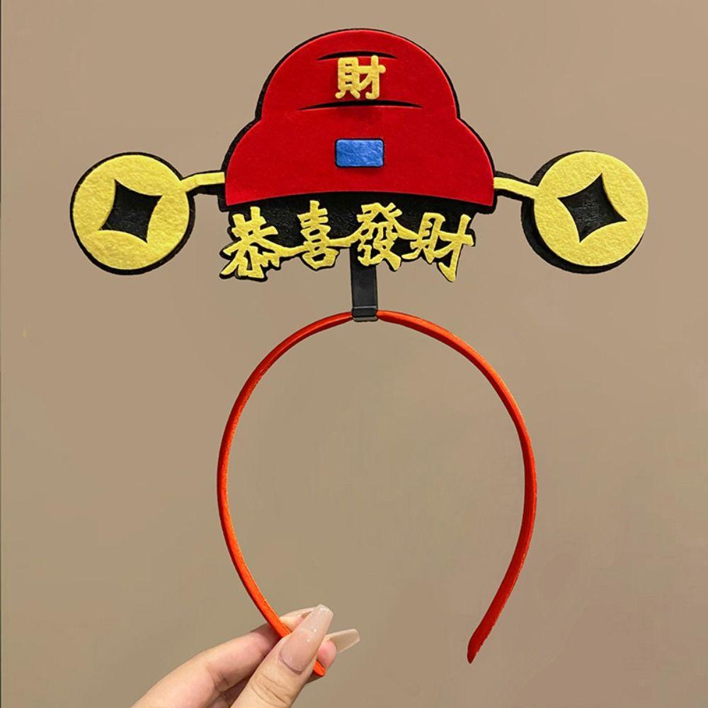 Cartoon 2024 Happy New Year Headband Red Hairband New Year Headdress Lovely Dragon Headband  Girl