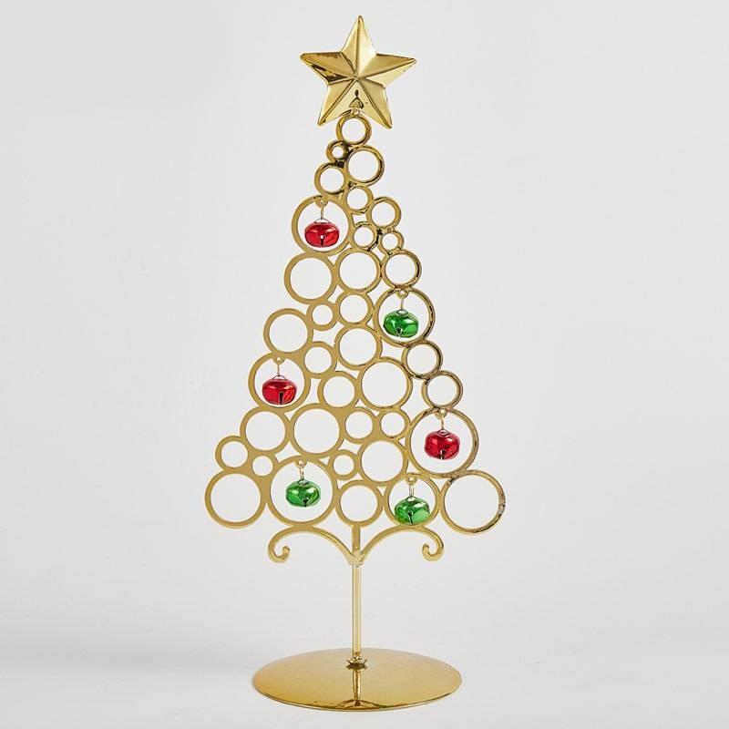 Iron Small Tabletop Christmas Tree Simulates Glowing Bell Decorations Trees