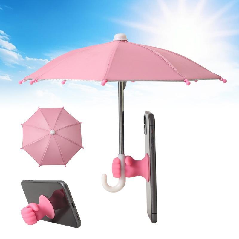 1Pcs Waterproof Rainproof Universal Smartphone Sun Shade Outdoor Live Phone Mini Umbrella Portable Car Phone Holder Umbrella