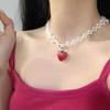Sweet Pearl Necklace Double-layered Y2k Necklace Lovely Strawberry Pendant  Jewelry Accessories