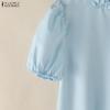 ZANZEA Women Casual Round Neck Solid Color Short Sleeve Blouse