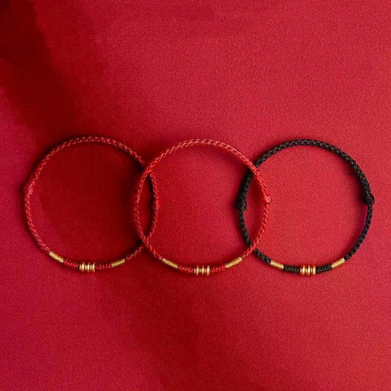 Roter Faden Glücksbringer Armband Handgewebt für Glück Verstellbares Armreif Einzigartiges Neujahrsgeschenk für Beste Freunde und Paare