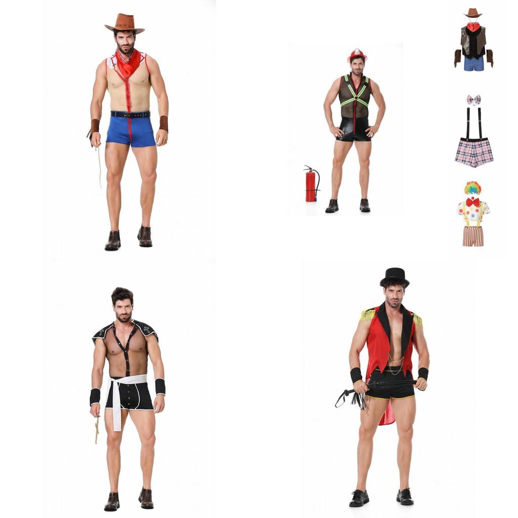 Męski Seksowny Zestaw Kostiumowy Tkanina Poliestrowa Do Odgrywania Ról Tematyka Strażaka Mundur