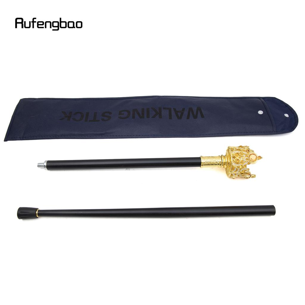 Golden Crown Artificial Diamond Walking Cane Fashion Decorative Walking Stick Gentleman Elegant Cosplay Cane Crosier 90cm