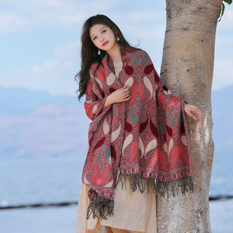 Bohemian Cloak Xizang Yunnan Thickened Scarf Women's Retro National Style With Over Cape