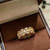 Light Luxury Retro Inlay Full Diamonds Golden Coin Female Ring New In Round Exquisite Hollow Out Rings for Women Daily