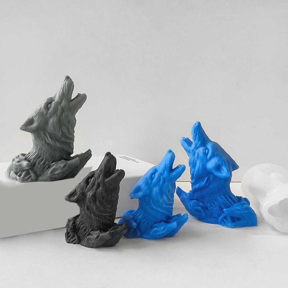 Wolf's Head Silicone Molds, Mother Wolf and Wolf Cubs Candle Mold for Soap Soy Wax DIY Handcraft, Animal Resin Mold Gift R6B8