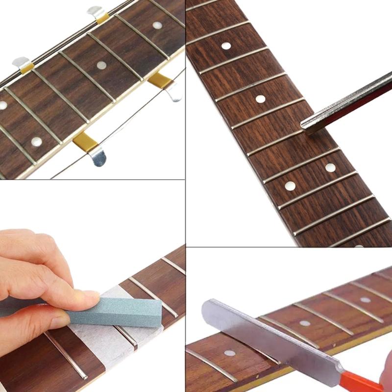 Pack of 5 Professional Fret Maintenance Set Including Fine Crowning File String Distributor for Instrument Repair