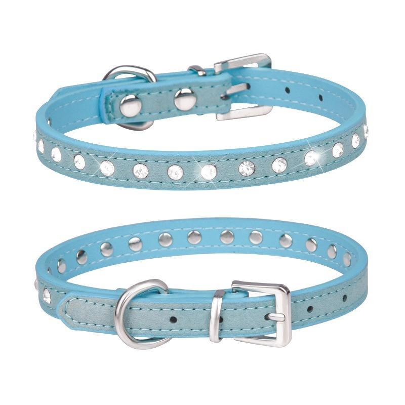 Rhinestone Pet Collar Shiny Row Diamond Dog Collar Microfiber Soft Comfortable Cat Ring