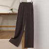 Women's Drapey High-Waisted Wide-Leg Wool Pants, Autumn/Winter Style, Soft, Versatile, Casual, Floor-Length, Straight-Leg Knit.