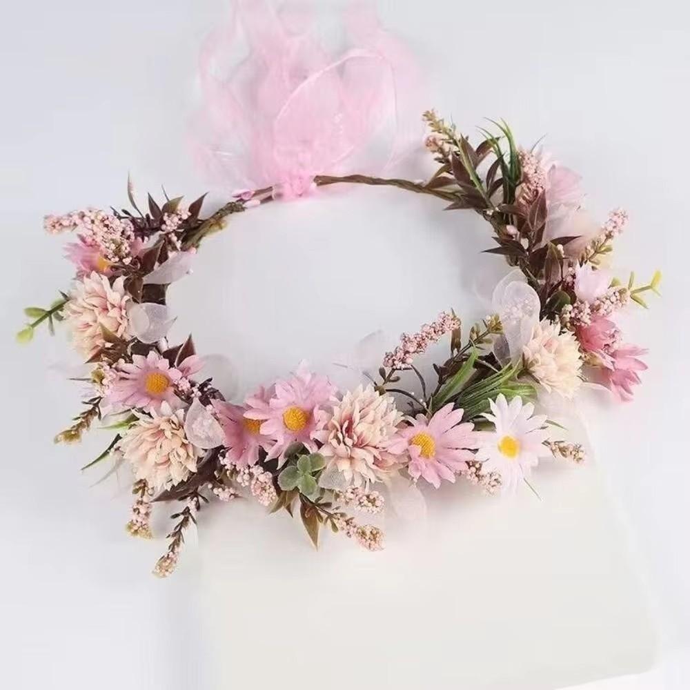 Korean Style Flower Crown Simulated Flower Bridal Wreaths Elegant Floral Headband Children