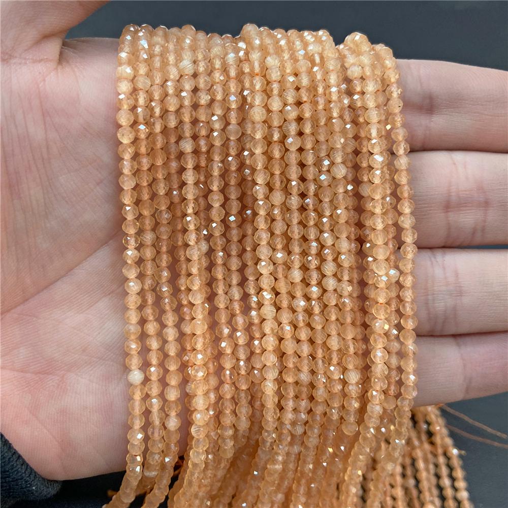 Faceted Natural Stone Pink Rose Quartzs Crystal Beads Round Amethysts Loose Beads for DIY Jewelry Making Necklace