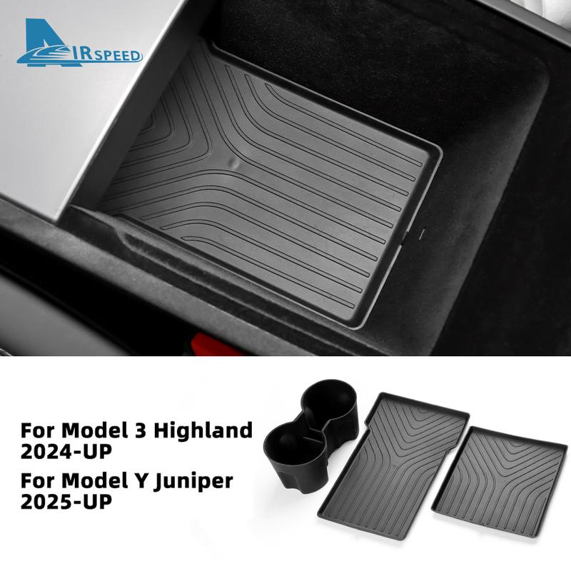 Car Armrest Storage Box For Tesla Model Y Juniper 2025 Model 3 Highland 2024-UP ABS Center Console Organizer Tray Accessories