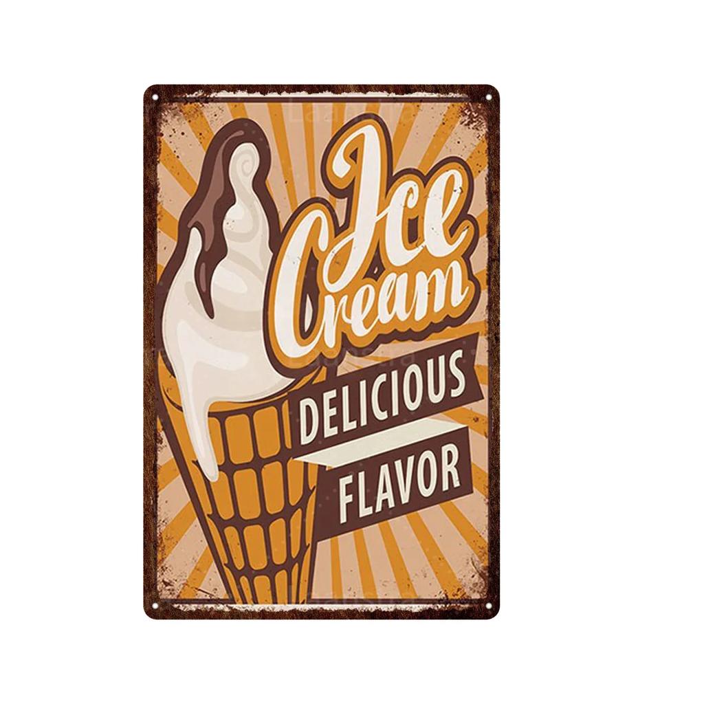 Soft Serve Ice Cream Iron Poster Painting Tin Sign Vintage Wall Decor for Cafe Bar Pub Home Beer Decoration Crafts