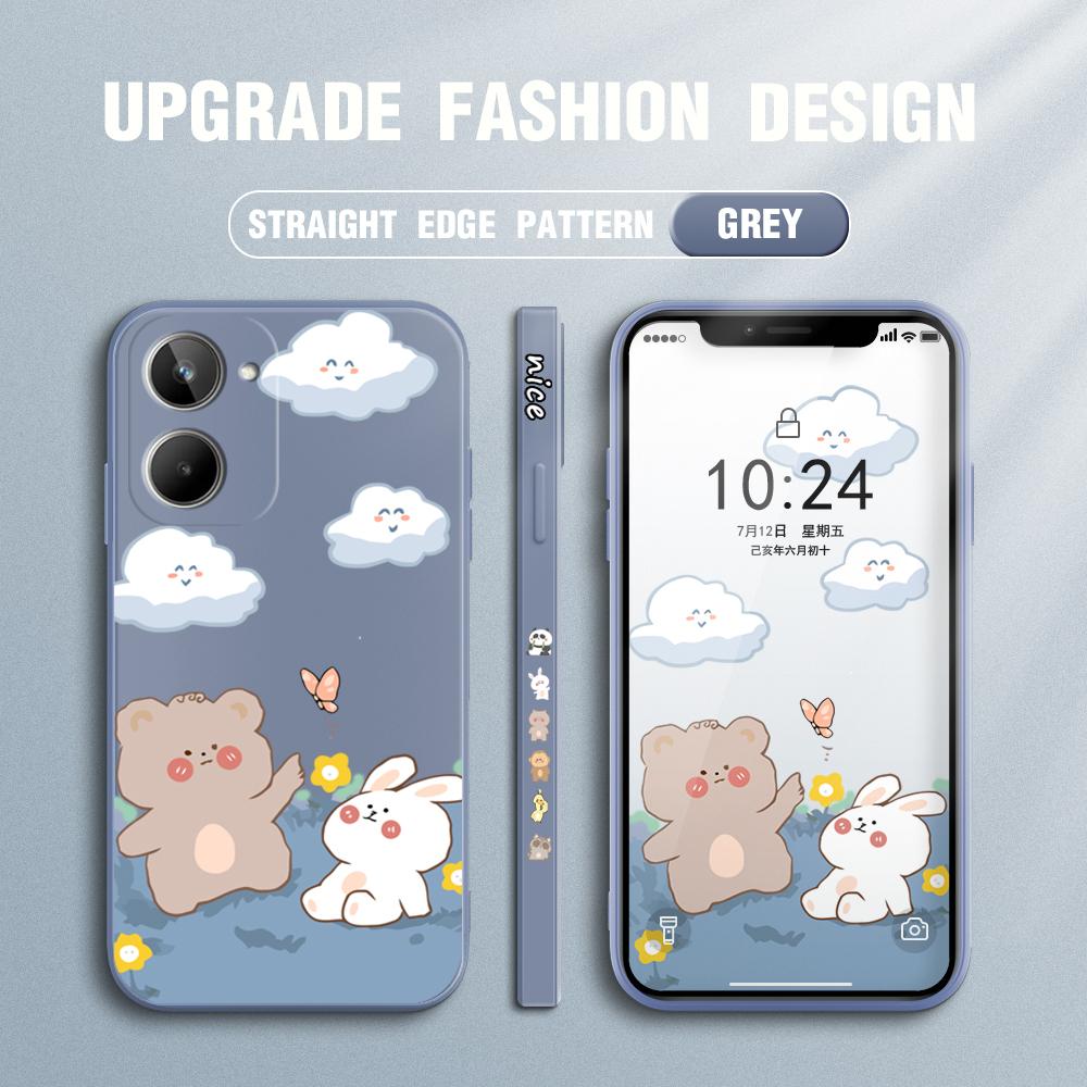 Lovely Cute Cartoon Phone Case for IPhone 14 13 12 11 Samsung Galaxy S23 S22 A52 A52S Soft Full Protection Square Liquid Silicone Cover