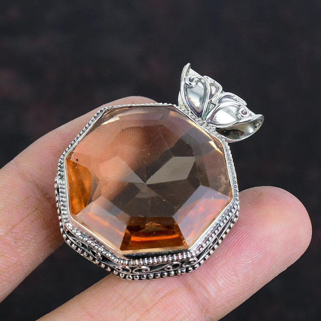 Faceted Morganite Pendant Gemstone Vintage Pendant 925 Sterling Silver Pendant Handmade Pendant Very Pretty Morganite Jewelry Gifts For Her