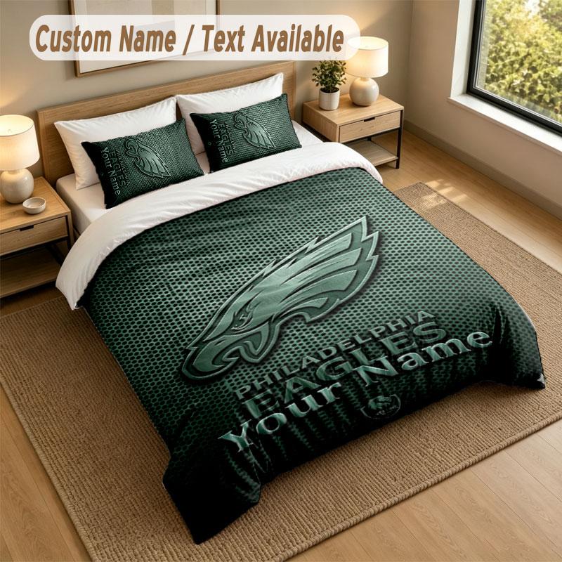 Bedding Set 1 Duvet Cover 2 Pillowcases Philadelphia Eagles Print Soft Bed Linen Bedroom Decor