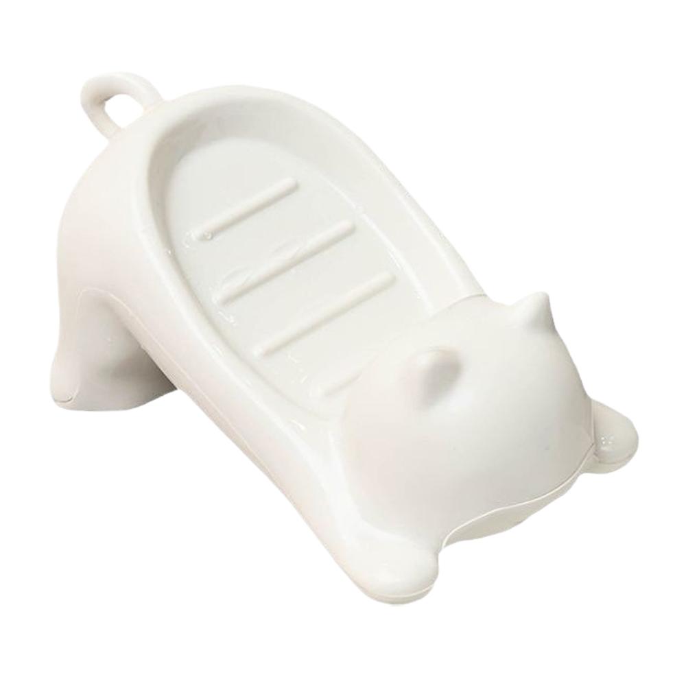 Drainable Sponge Soap Bar Container Tray Cartoon Cat Plastic Soap Box Washing Sponge Holder Decorative Storage Rack