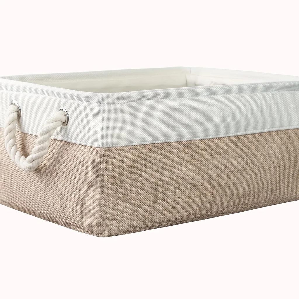 1Pc Cotton and Linen Splicing Thick EVA Clothing Storage Box Without Cover Hand-held Jeans Toy Wardrobe Desktop Storage Basket