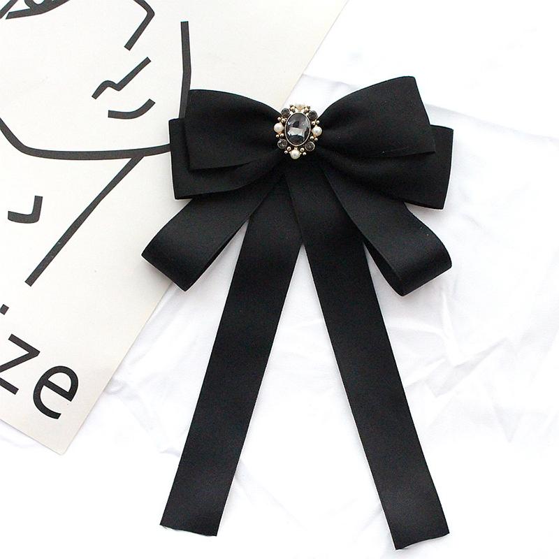 Shirt Bow Brooch Tie Women'S Black College Student School Uniform Graduation Temperament Collar Pin