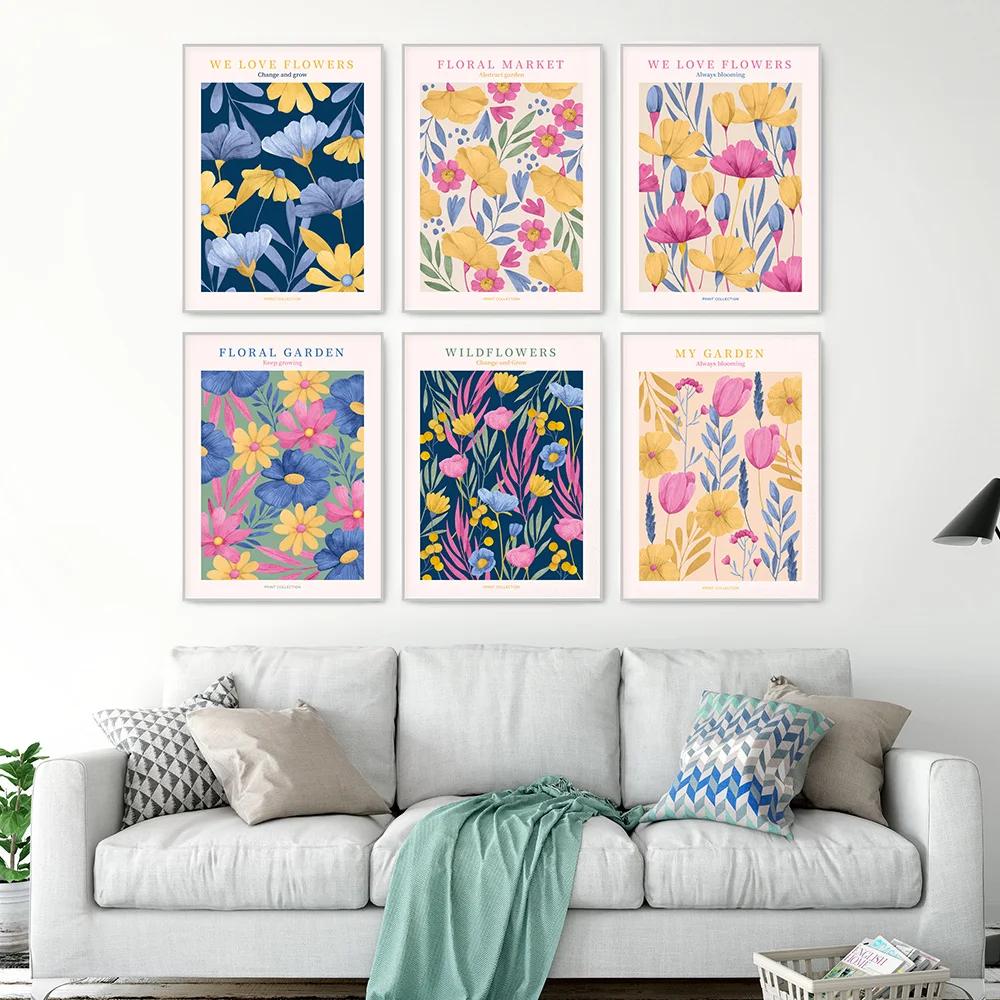 Flower Market Abstract Floral and Prints Modern Wall Art, Canvas Painting, Nordic Posters, Pictures for Living Room, Home Decor