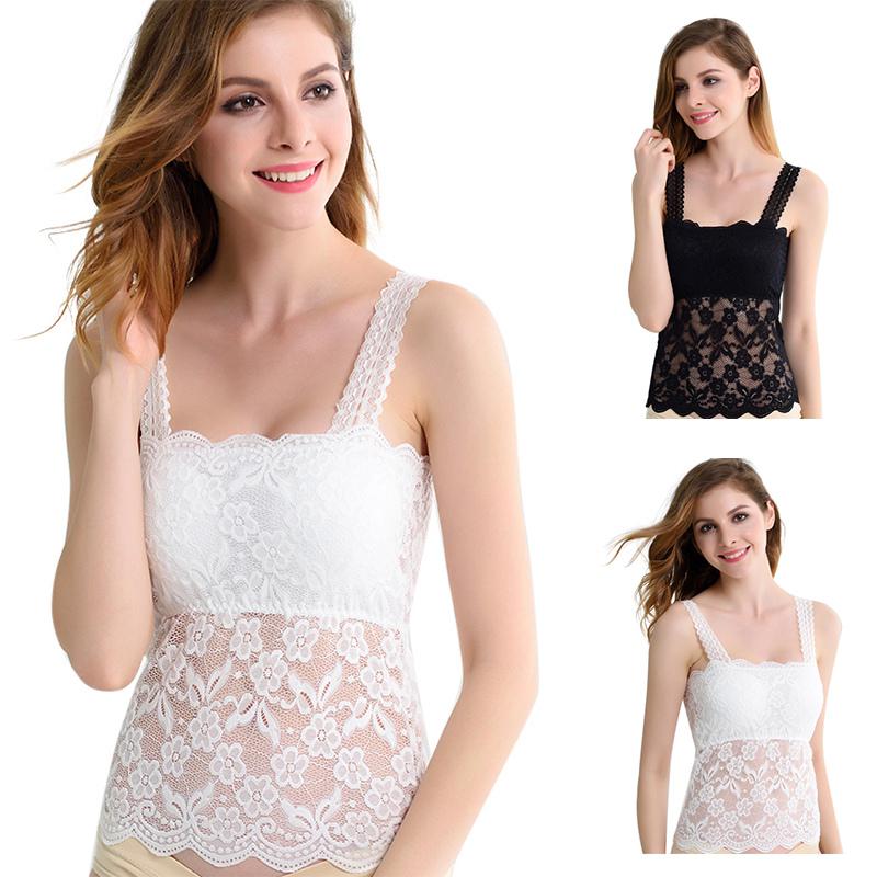 Buy Women Lace Camisole Tank Tops Ladies Translucent Floral Bandeau Tube Tops Bralette at