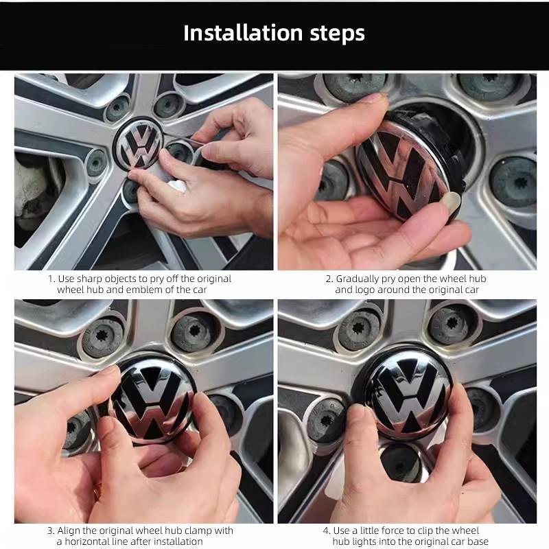4Pcs Car Hub Cap Wheel Center Cover Decorative Accessories For VW Atlas Jetta Touareg Variant Golf Polo GTI Taos Nivus Tiguan