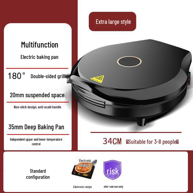 Electric Griddle with Double-Sided Heating: Extra Deep Grill, Barbecue Pot, Baking Pan, and Pancake Maker for Home Use