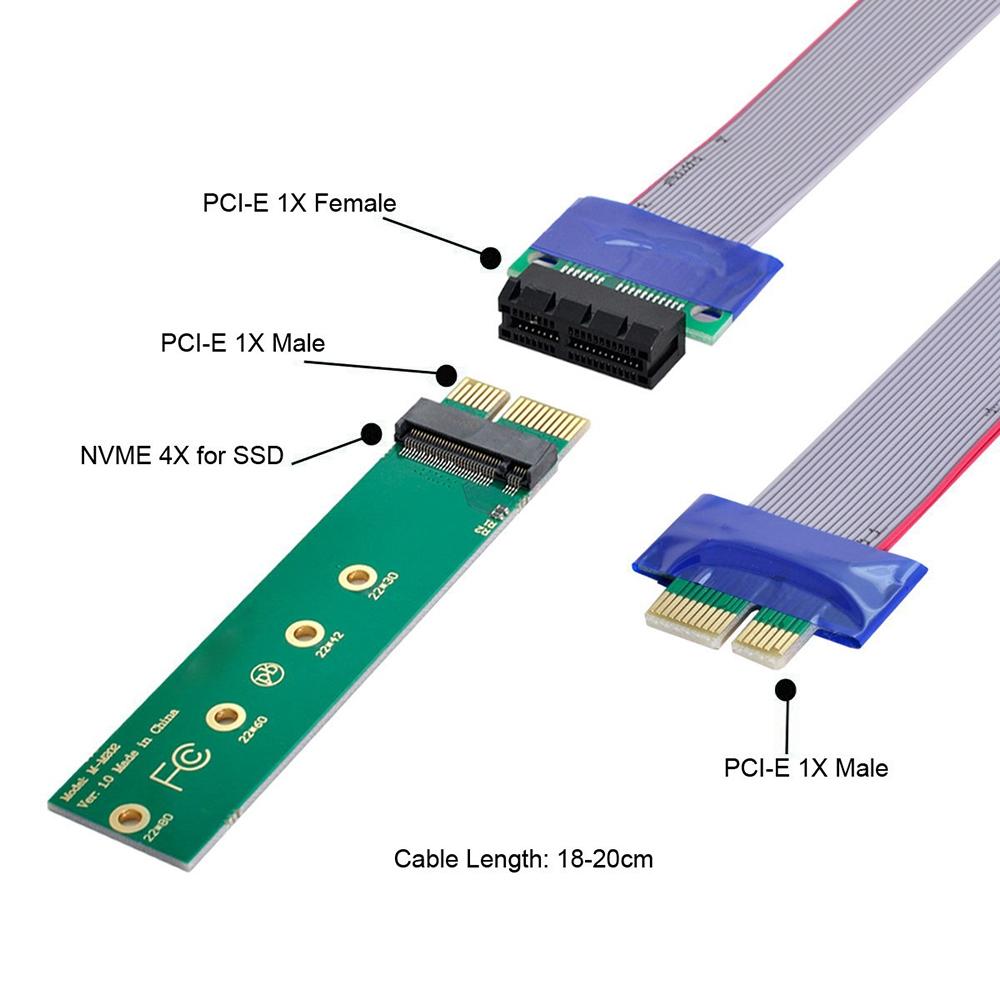 EP-051+SA-002 M2 NGFF M-key NVME AHCI SSD to PCI-E 3.0 X1 Vertical Adapter with Extension Cable