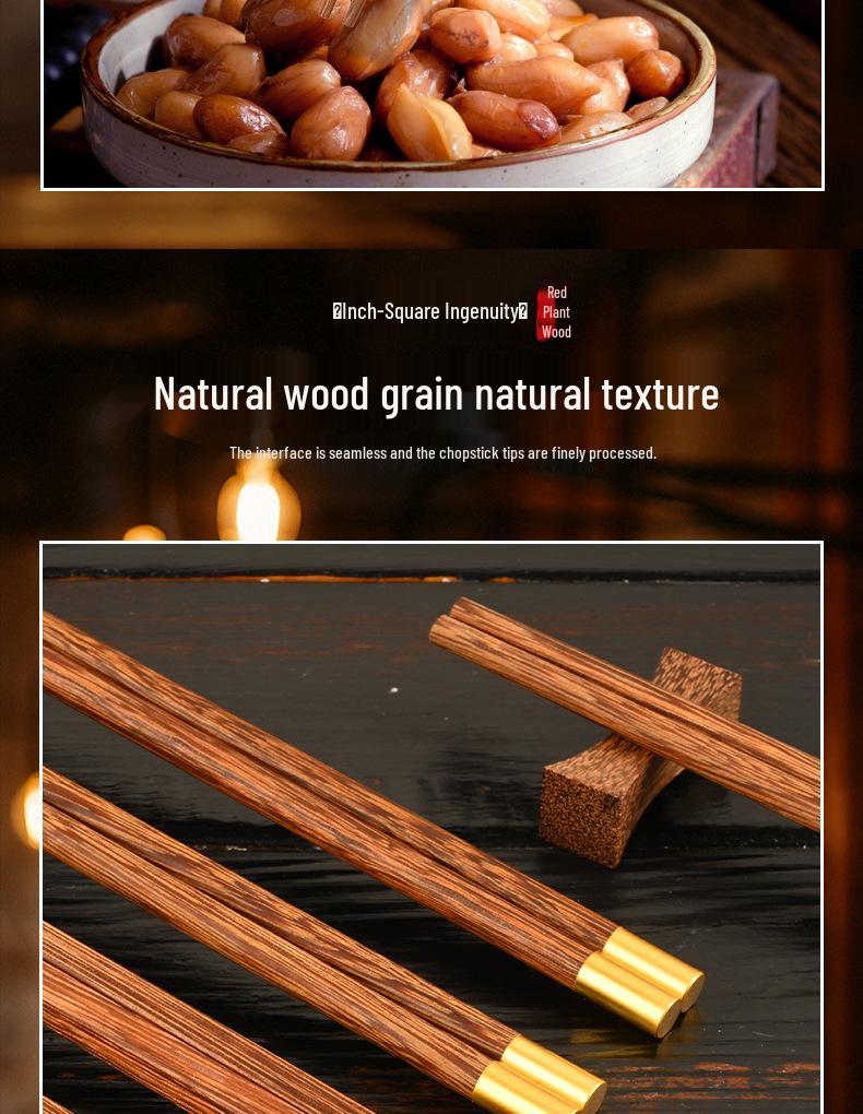 Chinese-Style Solid Wood Chopsticks - 10 Pairs Gift Box for Clients & Souvenirs