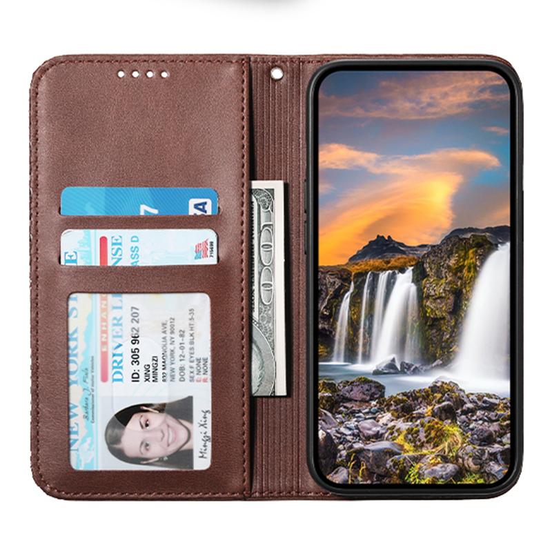 

For Samsung Galaxy A15 4G Case Imprinted PU Leather Wallet Phone Cover Brown